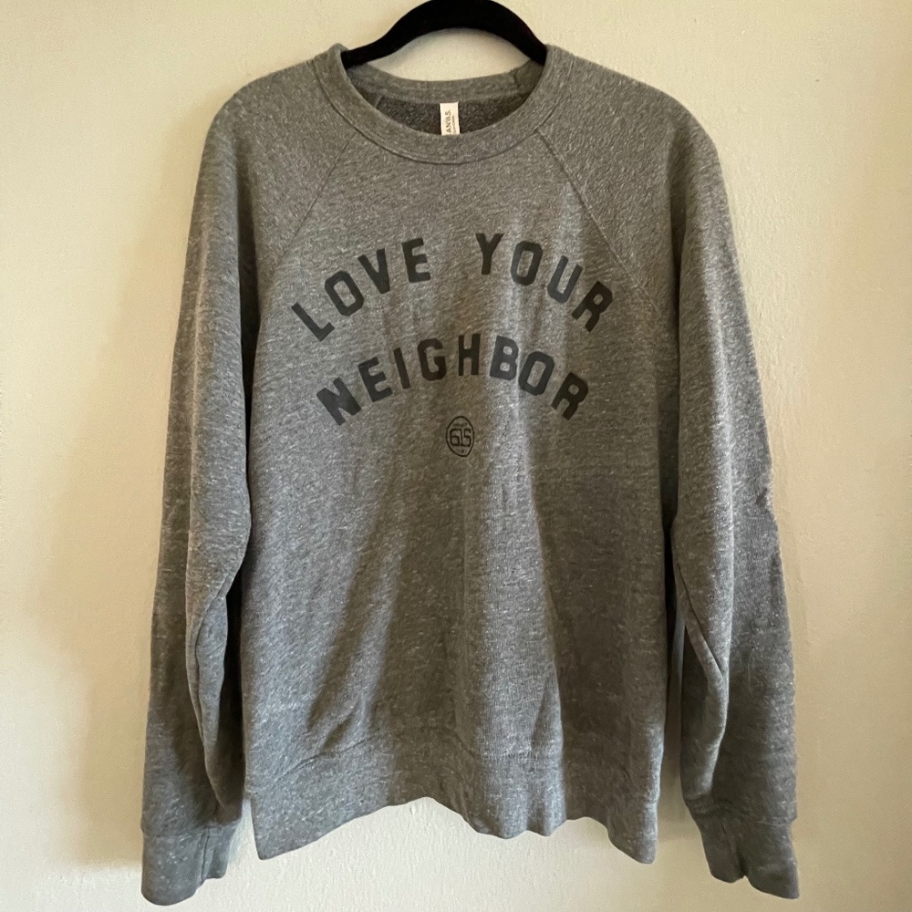 super soft gray screen print sweatshirt